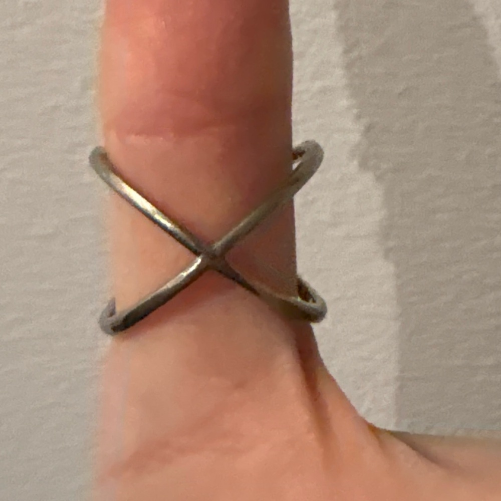Source Unknown Silver X-Shape Ring - Picture 2 of 2